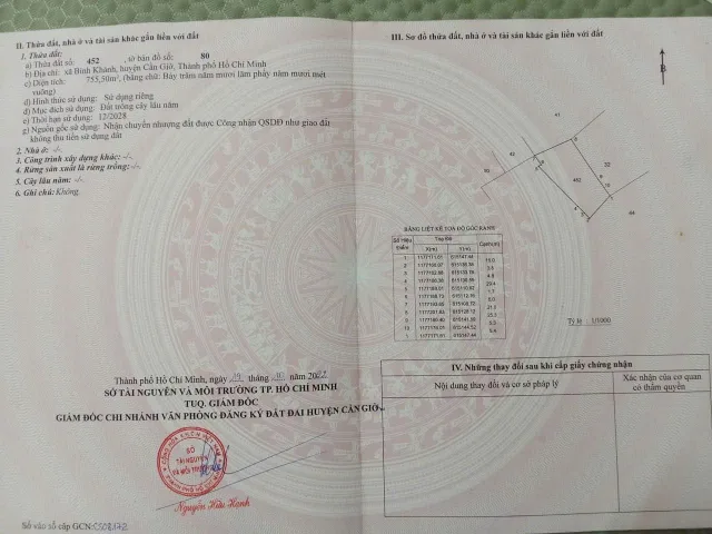 Bán đất 755,50m² giá 1.5 tỷ Xã Bình Khánh