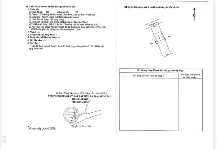 Bán đất 400m² ngang 10m giá 870 triệu Xã Bình Giã