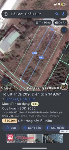 Bán đất 349m² ngang 7m giá 800 triệu Xã Bình Giã