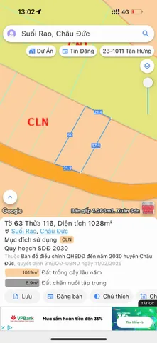 Bán đất 1028m² ngang 21m giá 1.25 tỷ Xã Xuân Sơn
