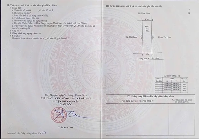 Bán 72 m Hoa Động đường thông, ngang 4.5 gần hoàng huy, dojji . L/h:076.231.9990 e Thúy