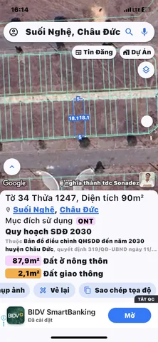 Bán đất 90m² ngang 5,5m giá 1.15 tỷ Xã Ngãi Giao, Châu Đức