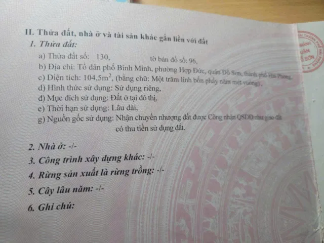Bán đất mặt đường Bình Minh, Hợp Đức 2,95 tỷ Phường Nam Đồ Sơn (mặt đường Bình Minh, Hợp Đức cũ)