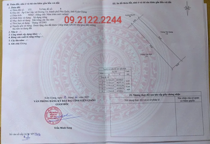 Bán đất 499.9m² ngang 8m Cửa Lấp, Dương Tơ giá 4.9 tỷ Đặc khu Phú Quốc