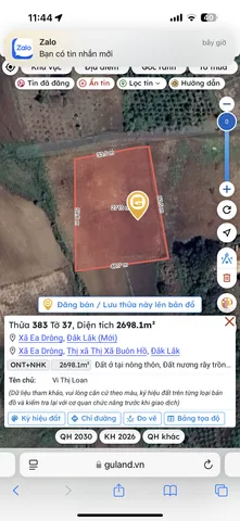 Bán đất 2698.1m² giá 760 triệu Xã Ea Drông