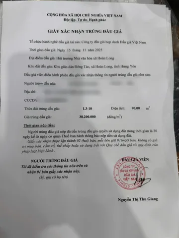Bán đất 90m² ngang 5m giá 3.9 tỷ Xã Hoàn Long