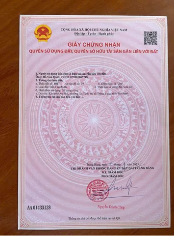 Cần bán gấp lô đất An Tịnh 117m2 sau lưng KCN Trảng bàng, KCN Linh Trung 3 full thổ cư