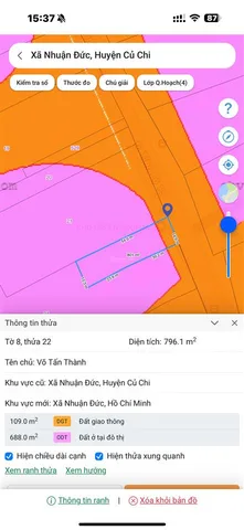 772.7m2 đất mặt tiền tỉnh lộ 15 nhuận đức, củ chi giá tốt 5.5 tỷ
