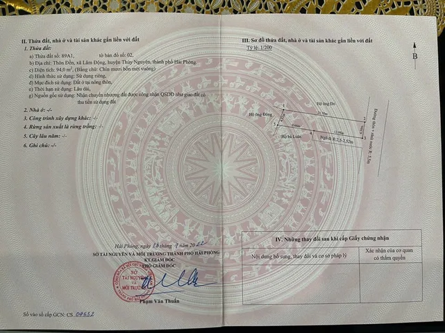 Bán 94 m lô goc Mặt đường thôn Đền Lâm Động kinh doanh buôn bán đc. L/h:076.231.9990 e Thúy