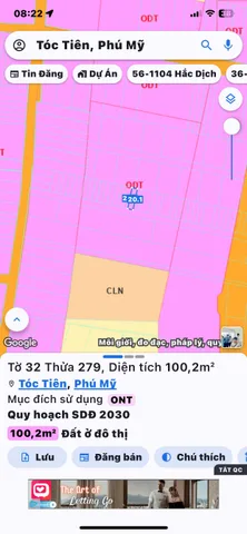 Bán đất 100m² ngang 5m giá 850 triệu Xã Châu Pha Phú Mỹ