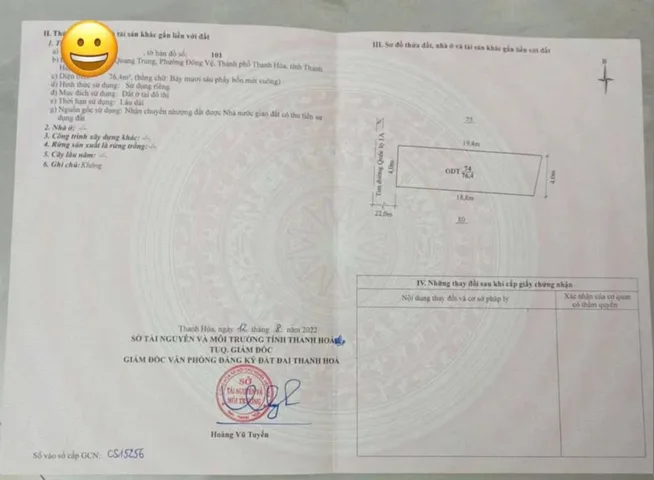 Lô đất trục chính Quang Trung - Thanh Hóa