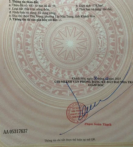 Bán lô mặt tiền kinh doanh phú trung, vĩnh thạnh rộng 12m, thông 2 đầu, gần chợ, trường học cấp 1,2.