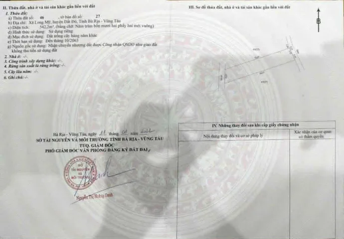 Bán đất 536.1m² ngang 10m giá 1.1 tỷ Xã Phước Hải
