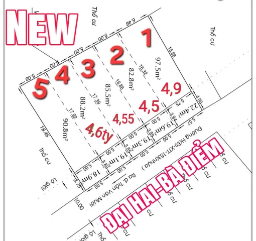 🔴 New, 5 lô F0 ấp 3 XTT cạnh Phan Văn Hớn gần Đại Hải theo Trần Văn Mười Xã Bà Điểm Hóc Môn các lô 5x22m giá sơ đồ DCHH xây tự do đường nhựa