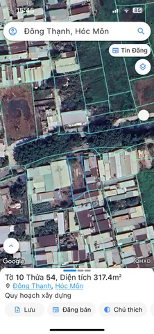 Bán đất 317.4m² ngang 10,4m giá 17.5 tỷ Xã Đông Thạnh