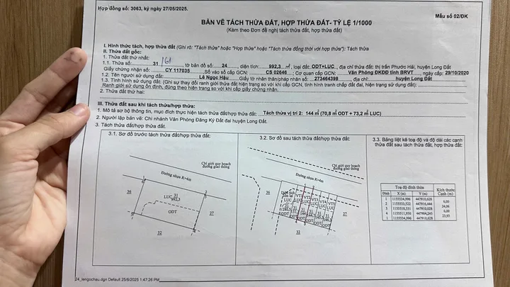 Bán đất 141.2m² ngang 6m giá 1.8 tỷ Xã Phước Hải