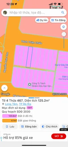 Bán đất 125m² ngang 5m giá 2.98 tỷ Phường Tam Long Bà Rịa