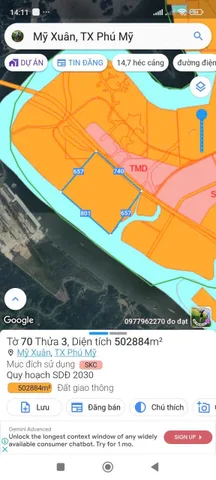 Bán đất 506061.4m² giá 1.600 tỷ Phường Phú Mỹ