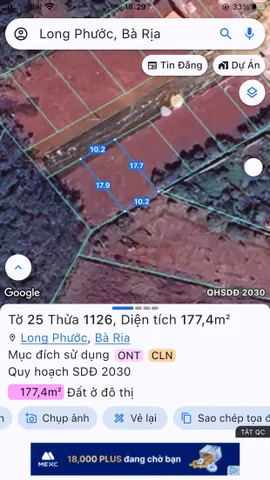 Bán đất 175m² full thổ cư ngang 10.2m giá 1.45 tỷ tại Phường Tam Long