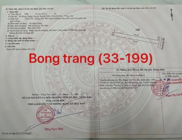 Bán đất 2000.3m² ngang 18m giá 2.5 tỷ tại Xã Xuyên Mộc