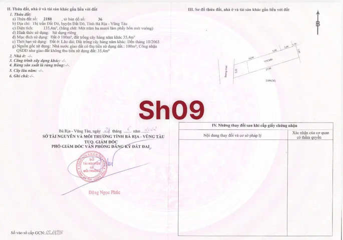 Bán đất 103.5m² có sẵn 130m² thổ cư ngang 5m giá 1.3 tỷ tại Xã Đất Đỏ