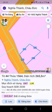 Bán đất 290.7m² có sẵn 200m² thổ cư ngang 13.4m giá 2.5 tỷ tại Xã Nghĩa Thành