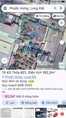 Bán đất 152.8m² có sẵn 100m² thổ cư ngang 6m giá 4.2 tỷ tại Xã Long Hải