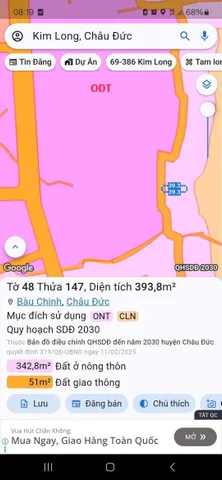Bán đất 393m² có sẵn 80m² thổ cư ngang 10m giá 1.2 tỷ tại Xã Kim Long