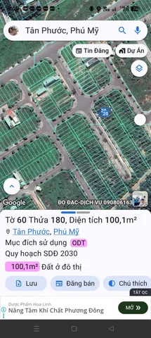 Bán đất 100m² full thổ cư ngang 5m giá 1.75 tỷ tại Phường Tân Phước Phú Mỹ