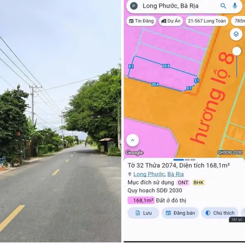 Bán đất 168.1m² có sẵn 100m² thổ cư ngang 8m giá 2.7 tỷ tại Phường Tam  Long Bà Rịa