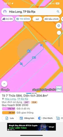 Bán đất 208.6m² có sẵn 100m² thổ cư ngang 8m giá 2.7 tỷ tại Phường Tam Long