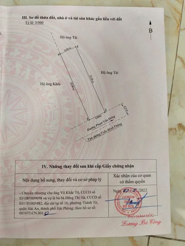Bán đất mặt đường 180m² full thổ cư ngang 6m giá 4.05 tỷ tại Đường Trần Minh Thắng Phường Nam Đồ Sơn