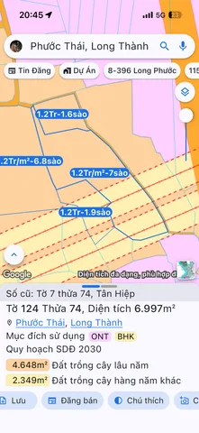 Bán đất 12000m² ngang 30m giá 14.4 tỷ tại Xã Phước Thái