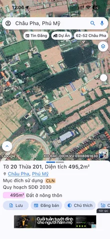 Bán đất 507m² ngang 10m giá 1.9 tỷ tại Xã Châu Pha Phú Mỹ