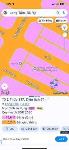 Bán đất 74m² có sẵn 66m² thổ cư ngang 6m giá 2.3 tỷ tại Phường Tam Long