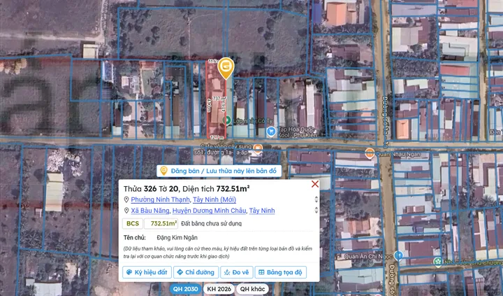 Bán nhà 732.5m² có sẵn 729m² thổ cư ngang 12.7m giá 4.5 tỷ tại Phường Ninh Thạnh