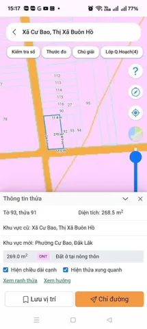 Bán đất 268.5m² có sẵn 60m² thổ cư ngang 11m giá 375 triệu tại Phường Cư Bao