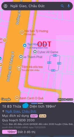 Bán đất 199m² có sẵn 50m² thổ cư ngang 9.7m giá 770 triệu tại Xã Ngãi Giao Châu Đức