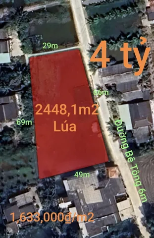 Bán đất 2448.1m² ngang 66m giá 4 tỷ tại Xã Tân Trụ