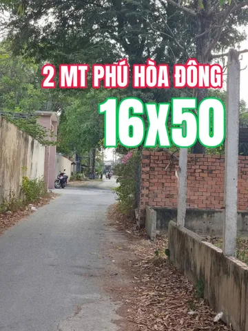 🟥Bán đất 800m² có sẵn 260m² thổ cư ngang 16x50m giá 8.7 tỷ tại Đường Nguyễn Thị Nếp, Xã Phú Hòa Đông
