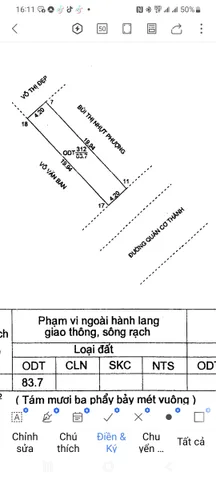 Bán đất 440m² có sẵn 283,4m² thổ cư ngang 4,2m giá 15 tỷ tại Đường Quản Cơ Thành Phường Bình Đức