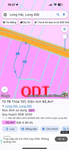 Bán đất 91.9m² full thổ cư giá 1.49 tỷ tại Xã Long Hải