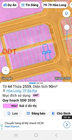 Bán đất 94.4m² có sẵn 90m² thổ cư ngang 5m giá 2.53 tỷ tại Phường Tam Long