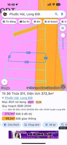 Bán đất 358m² có sẵn 78.3m² thổ cư ngang 10m giá 4.1 tỷ tại Xã Phước Hải