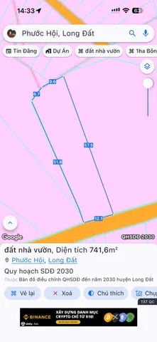 Bán đất 787.1m² có sẵn 100m² thổ cư ngang 12.1m tại Xã Phước Hải
