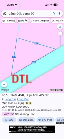 Bán đất 472.5m² ngang 38.6m giá 420 triệu tại Xã Đất Đỏ
