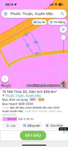 Bán đất 517.2m² có sẵn 40m² thổ cư ngang 15m giá 4.5 tỷ tại Xã Hồ Tràm