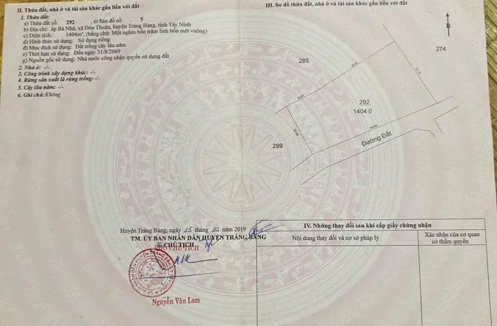 ĐẤT CLN CÓ 1100 THỔ CƯ TRẢNG BÀNG