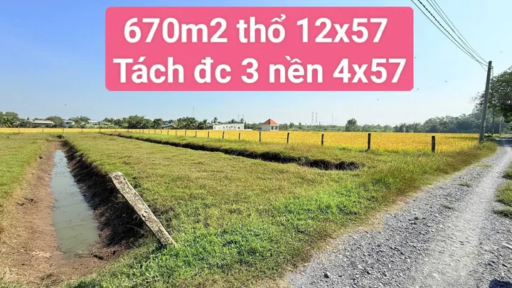 Bán đất 660.5m² có sẵn 650m² thổ cư ngang 12m giá 2.4 tỷ tại Xã Hòa Khánh