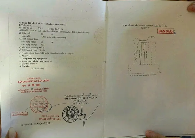02/02/2025.Bán đất 99m² full thổ cư ngang 4m. đường rộng 9m. giá 4.35 tỷ tại Phường Thủy Nguyên. Thủy Sơn. liên hệ 0362558882.
